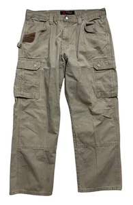 Wrangler Pants Mens Size 38x30 Beige Riggs Workwear Cargo Pants Canvas Heavy - Picture 1 of 12