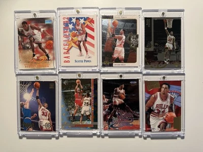 Lote de 8 tarjetas de baloncesto Scottie Pippen, Topps, cubierta superior y Fleer Foto 1 de 2