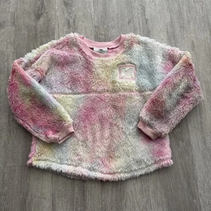 Disney Spirit Jersey Pullover Girls Kids Medium Fuzzy Walt Disney World Tie Dye - Picture 1 of 5