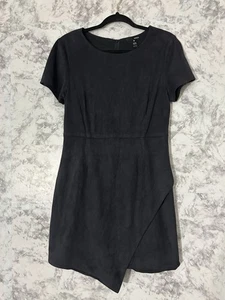 Aqua Suede asymmetrisches lässiges schwarzes Kleid Größe L Wildleder gebraucht, in einwandfreiem Zustand - Bild 1 von 7