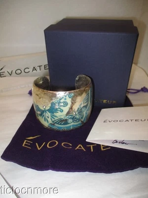 DESIGNER EVOCATEUR BLUE MET BUTTERFLY GARDEN CUFF BRACELET LG GN-105 RETIRED NOS - Image 1 of 4