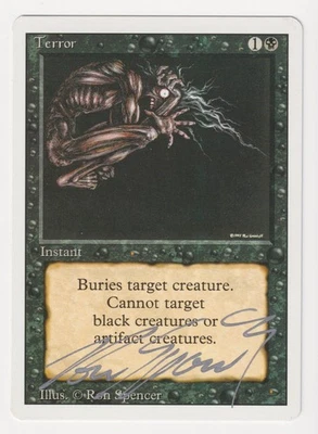 Silver Signed Terror LP Revised Edition Artist Ron Spencer 1994 WOTC MTG Magic! - Image 1 of 2