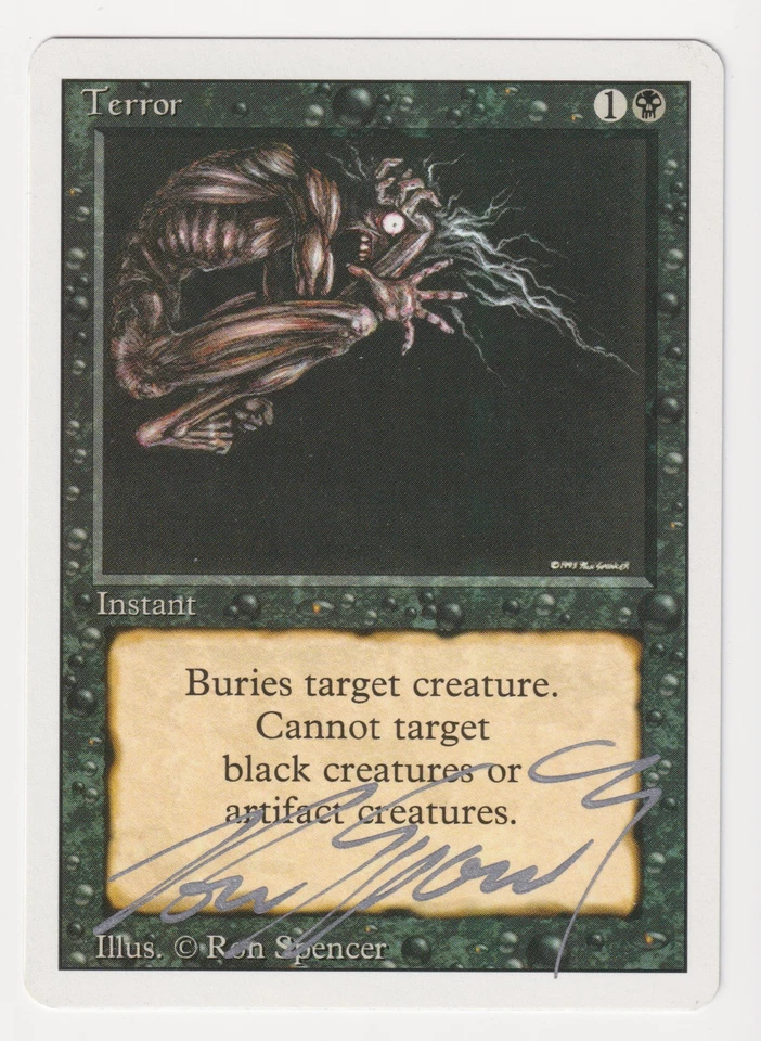 Silver Signed Terror LP Revised Edition Artist Ron Spencer 1994 WOTC MTG Magic! - Image 1 of 2