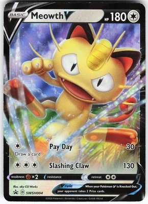Meowth V SWSH004 Pokemon SWSH: Sword & Shield Promo Cards  Promo NM - Image 1 of 2