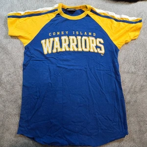 Camiseta pequeña con apliques de Steve & Barry's Coney Island Warriors azul amarillo - Imagen 1 de 9
