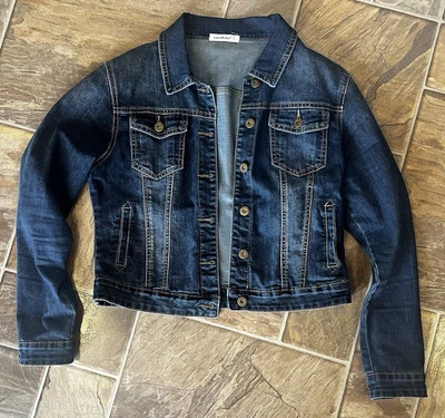 Canton Walker Denim Jacket Medium Washed Button Down Womens Large L Stretch - Image 1 of 3