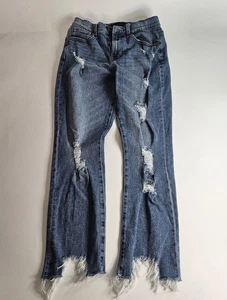 Pantalones de mezclilla Kendall & Kylie para mujer talla 3/26 "The Relaxed Skinny" parte inferior cruda - Imagen 1 de 4