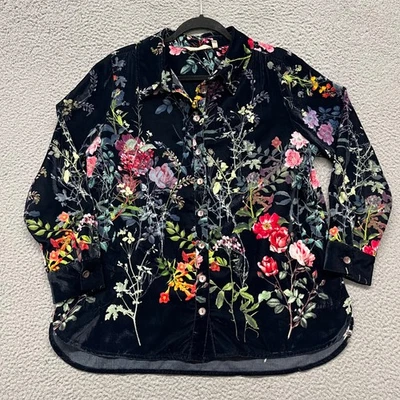 Top de terciopelo Soft Surroundings para mujer L Petite negro floral oscuro hada caprichoso Foto 1 de 4