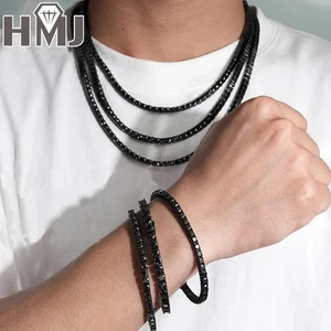 Full Moissanite Tennis Bracelets Necklace 925 Silver Hip Hop Bracelets Necklace - Picture 1 of 27