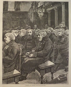 SUNDAY THE ROYAL HOSPITAL CHELSEA ENGLAND HARPER'S WEEKLY 1871 - Picture 1 of 2