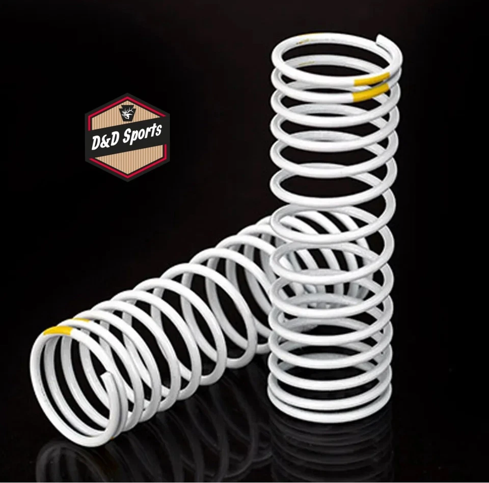 Traxxas 5856 - Springs Front (White) (Progressive, +20% Rate, Yellow Stripe) - Image 1 of 1