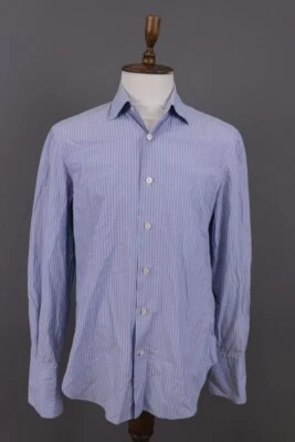 Vintage Kiton Blue Striped Long Sleeve Button Down Dress Shirt Size 41 / 16 - Image 1 of 4