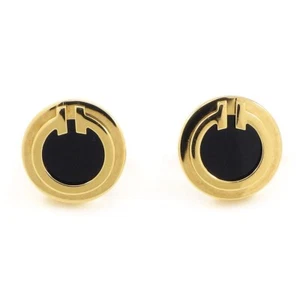 Tiffany & Co. Pierced Earrings T Circle 66886050 T TWO Round Black Onyx 750YG - Picture 1 of 8