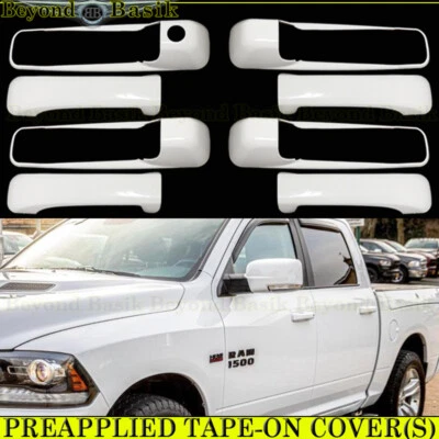 For 2009-2018 Dodge Ram 4 Door Handle COVERS No PSKH PW7 BRIGHT WHITE — 第 1/4 张图片