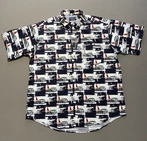 VINTAGE Trader Bay Shirt Mens XL Extra Large Sail Boat Sailing Racing Baggy Y2K - Picture 1 of 9