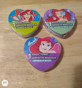 3pk 11.5"x11.5" Disney Princess Ariel magic towels - Picture 1 of 2