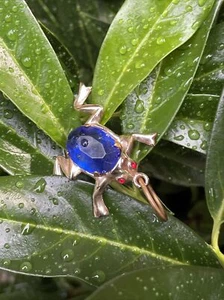 Vintage Sapphire FROG Bullfrog Tree Froglet RUBY EYES Necklace Pendant ❤️ct39j1 - Picture 1 of 10