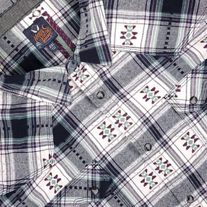 Moonshine Spirit Hemd Herren 2XL XXL blau Western Druckknopf Flanell kariert Aztec Ranch - Bild 1 von 10