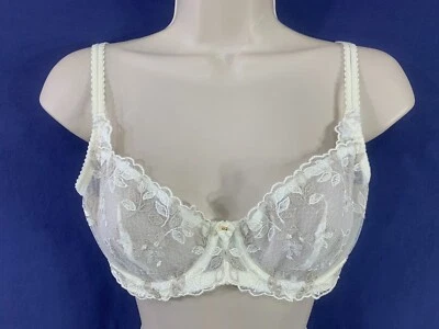 Sutiã WACOAL ~ 34B ~ "Flower Fields" #85731 renda não acolchoada transparente com aro marfim - Imagem 1 de 4