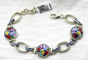 Brighton COLORMIX NWT $138 Colorful Enamel Silver Bracelet - Picture 1 of 2