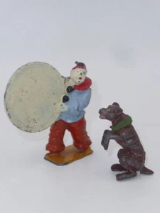 Vintage Charbens Lead Circus Dog with Clown and Hoop Item Numbers 710 and 701 - Picture 1 of 4