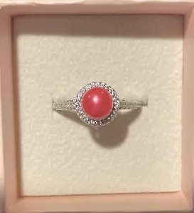 It’s Pearl Time sterling silver Aurora ring size 9 Fuchsia Pearl 7.5mm - Picture 1 of 3