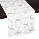 Reindeer Snowflake Table Runner, Christmas Winter Home Decor | Silver, White