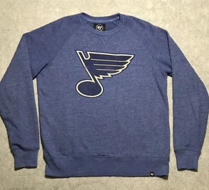 St Louis Blues Hockey NHL ‘47 Big Logo Blue Crewneck Sweatshirt Medium - Picture 1 of 9