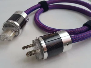 1x Cable de alimentación de CA de EE. UU. Cobre Plata Conductor Rodio Carbono Fibra Enchufe - Imagen 1 de 1