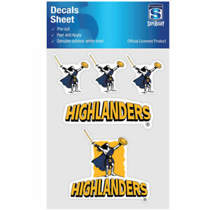 NZ Super Rugby Union HIGHLANDERS iTag Car Sticker Sheet 