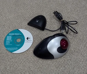 Logitech Cordless Optical Trackman Mouse T-RB22, Receiver & Disk TESTED WORKS - Picture 1 of 10