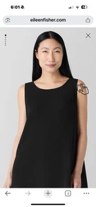 Eileen Fisher Silk Georgette Crepe Ballet Neck Long TankEasy Fit, Long Length Lg - Picture 1 of 6