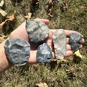 MLC 914 (5) Coshocton Chert Paleo Arcaico Cuchillo Hojas Punta de Flecha X Morris Ohio - Imagen 1 de 6