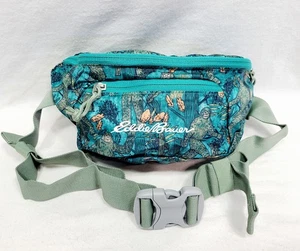 Eddie Bauer Stowaway Convertible Packable Waistpack Jungle Print Blue Green - Picture 1 of 10