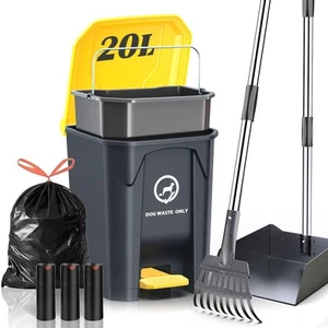 Outdoor Dog Poop Trash Can with Pooper Scooper & 60 Free Poop Bags -15 L/4 Ga... - Picture 1 of 7