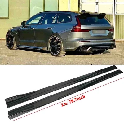 Glossy Black 78.7'' Side Skirt Extension Rocker Panel Lip For Volvo V40 V50 V60 Foto 1 de 4