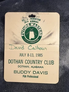 Press Thornton Future Masters 1985 Buddy Davis Golf Club Bag Tag Ships Free - Picture 1 of 2