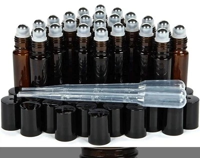 Rishikesh 24 包精油辊琥珀色玻璃滚装瓶 10 毫升 — 第 1/3 张图片