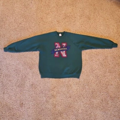Vintage Nebraska Sweater Womens 2X Jerzees Sweatshirt Paisley Made In USA - Image 1 of 4
