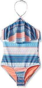 Lucky Brand Girls 239966 One Piece Bright True Navy Swimsuit Size S - Picture 1 of 2