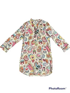 Nick & Nora Womens Small Cotton Nightgown Night Shirt PAISLEY OWL Pajamas - Picture 1 of 3