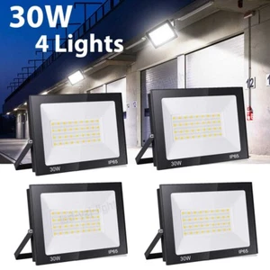 4x 30W LED Floodlight Outside Light Security Flood Lights Outdoor Garden Lamp - Picture 1 of 7