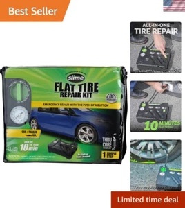 Flat Tire Repair Kit Emergency Sealant & Inflator Pump, Analog Car & Vehicle Use - Picture 1 of 8