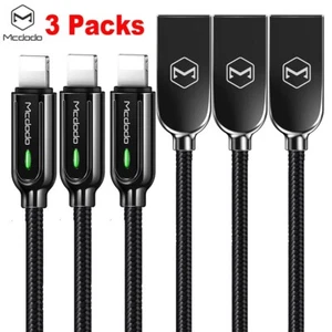 3x 4FT Auto Disconnect USB Cable Smart LED Charger for iPhone XR 7 8 14 13 12 11 - Picture 1 of 10