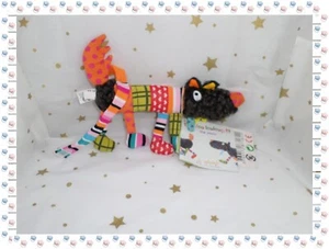 ⑲ - Doudou Peluche Fantaisie Loup Louloup Noir Multicolore Eveil Ebulobo - Picture 1 of 4