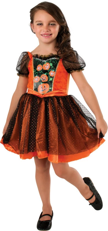Light Up PUMPKIN PATCH Halloween Costume Dress Girl Child Medium 8 9 10 Age 5 7 - Image 1 of 1