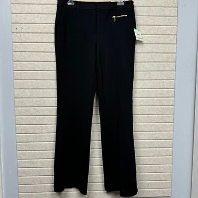 Pantalones Pantalón Anne Klein Negro Tejido Bolsillos Delanteros y Traseros Carrera 8 Nuevos con Etiquetas $99 Foto 1 de 4
