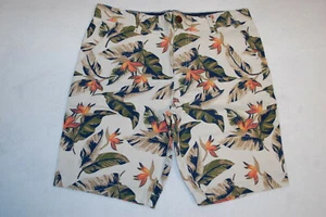 Boys BEIGE TROPICAL PRINT SHORTS Chinos ADJ WAIST Tailored Rear Pockets 16 HUSKY - Picture 1 of 2