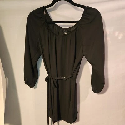 AB Studio Women’s Blouse Long Sleeve Black  Sheer With Tie Waist Size Small - Image 1 of 4