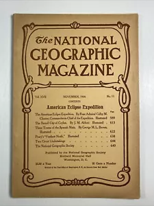 NATIONAL GEOGRAPHIC magazine November 1906-Vintage Original-Eclipse; Peary-Rare - Imagen 1 de 15